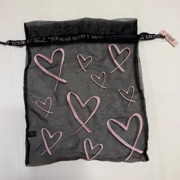 NWT Victoria's Secret Black and Pink Sheer Bag - Picture 2 of 3